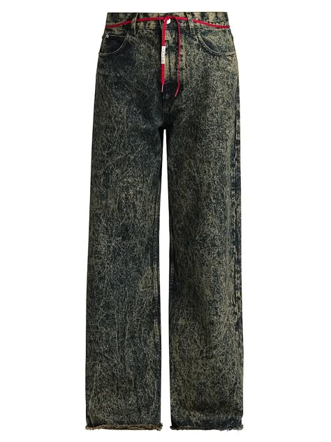 "Find MARNI Acid Wash Wide-leg Jeans on Editorialist. Crafted of acid-wash denim, these Marni jeans are cut for a wide-leg fit. A leather logo back tab completes the design. Five-pocket style Button closure Zip fly 100% cotton Back trim: 100% leather Dry clean Made in Italy SIZE & FIT Model measurements: 6'2\" tall, waist 31\" Model is wearing a US size 32. Marni. Color: Pink Gummy. Size: 34." Latest Jeans, Acid Wash Jeans, Acid Wash Denim, Leather Logo, Casual Style Outfits, Acid Wash, Denim Wash, Model Measurements, Wide Leg Jeans