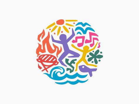 Beach Festival Logo - Pasar Budaya Arts Festival Logo, Festival Logo Design Creative, Fair Trade Logo, Brazil Logo, Pop Logo, Tourism Design, Festival Logo, Beach Festival, Logo Idea