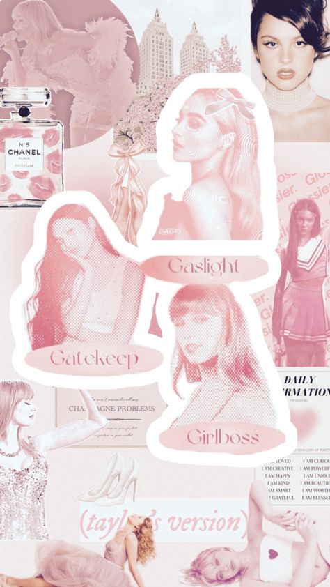 Gaslight gatekeep girlboss 💗🎀 Olivia Rodrigo And Taylor Swift, Sabrina Carpenter Olivia Rodrigo, Brand Wallpaper, Gaslight Gatekeep Girlboss, Collage Prints, Print Collage, Olivia Rodrigo, Sabrina Carpenter, I Am Happy