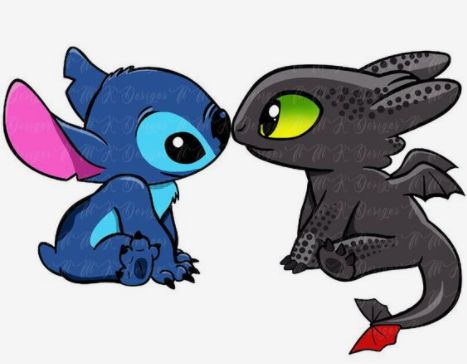 Disney Characters Tattoos, Stitch Toothless, Toothless Drawing, Disney Stitch Tattoo, Cute Toothless, Toothless And Stitch, Baby Disney Characters, Stitch Tattoo, Lilo And Stitch Quotes