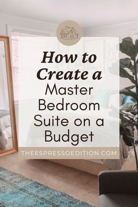 It's totally possible to have the master bedroom suite of your dreams - even on a budget! See my post for tips. | #homedecor #masterbedroom #bedroominspiration #bedroomideas #smallbedroom | how to decorate a small bedroom | small bedroom decor ideas | bedroom inspiration Sitting Nook In Bedroom, Large Nightstand Ideas Master Bedrooms, Small Master Suite Layout, Main Bedroom Ideas Master Suite, Bedroom Nightstand Decor Ideas, Small Master Suite, Decorate A Small Bedroom, Parisian Chic Bedroom, Bedroom Nightstand Decor