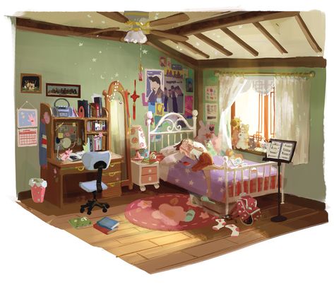 Drawing Room Concept, Room Concept, Bg Design, Turning Red, Concept Ideas, Old Room, Arte Disney, Cat Posters, Room Decorations