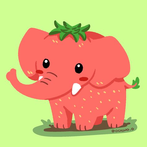 Strawberry Elephant, Elephant, Quick Saves, Art