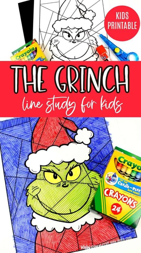 Grinch Coloring Pages, Line Study, Dr. Seuss Book, Dr Seuss Activities, Grinch Crafts, Dr Seuss Crafts, Paper Craft For Kids, Seuss Classroom, Seuss Crafts