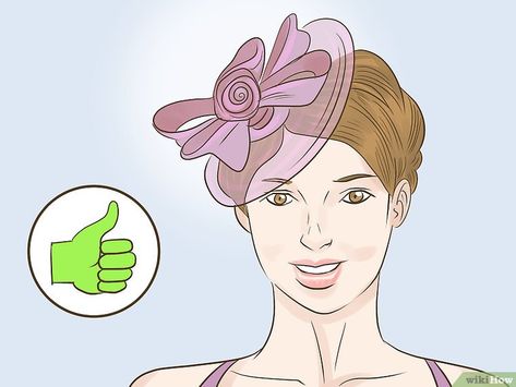 How to Wear a Fascinator (with Pictures) - wikiHow Derby Hairstyles With Fascinator, Fascinator Hairstyles Long, Kentucky Derby Hairstyles, Derby Hairstyles, Diy Hair Fascinator, Hats With Short Hair, Fascinators For Short Hair, Hats Short Hair, Diy Fascinator