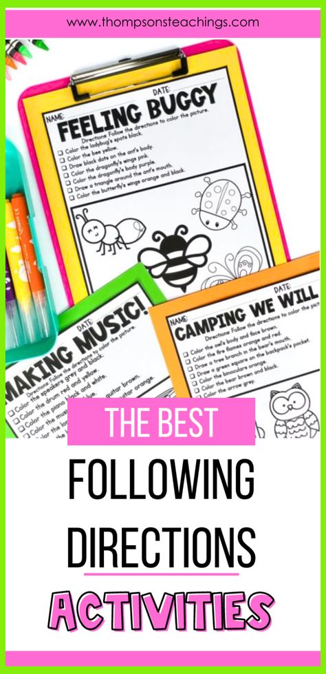 Critical Thinking Skills Activities, Classroom Management Activities, Elementary Games, Following Directions Activities, Activities For Elementary Students, Classroom Routines And Procedures, Teacher Survival, Early Finishers Activities, Independent Activities