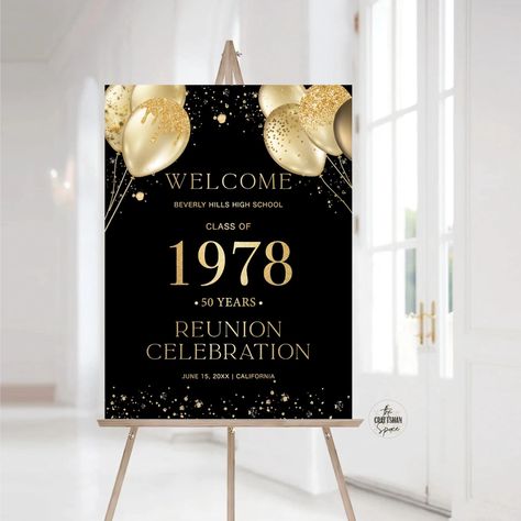 Modern Class Reunion Welcome Sign, Any Class Any Year Reunion Welcome Board, 50 Year High School Reunion, Minimalist Reunion Decorations - Etsy Vietnam Beverly Hills High School, Reunion Decorations, Welcome Board, Welcome Boards, High School Reunion, School Reunion, Class Reunion, Sign Display, Diy Prints