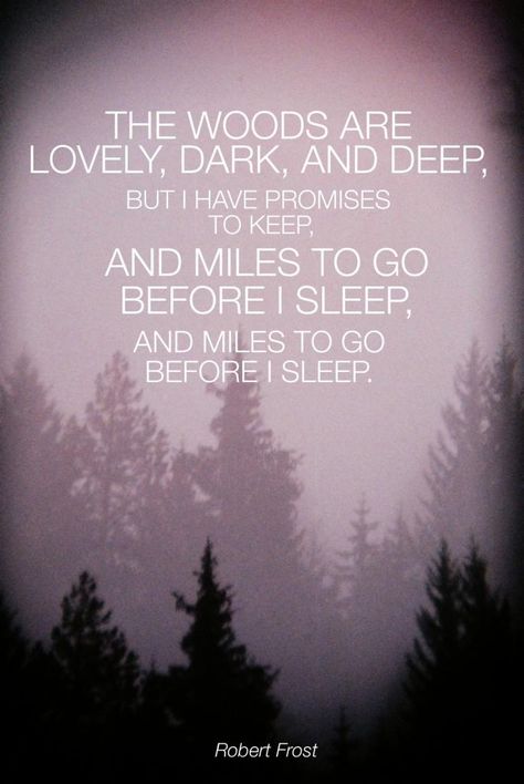 The woods are lovely, dark, and deep... but I have promises to ... Snowy Evening, Before I Sleep, Miles To Go, Robert Frost, It Goes On, Quotable Quotes, Inspiration Ideas, Good Thoughts, Writing Inspiration