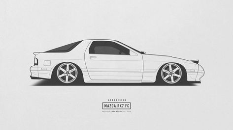 Rx7 Tattoo, Rx7 Drawing, Rx7 Mazda, Lowrider Drawings, Fc Rx7, Sketch Cars, Rx7 Fc, Tattoo Car, Cars Jdm