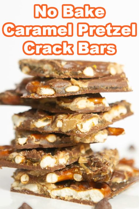 These chocolate caramel pretzel bars are easy to make with just a few ingredients. The salty pretzels are coated with delicious creamy caramel and covered in chocolate and reeses peanut butter ships. This recipe is also known as Christmas crack and is a salty, crunchy and sweet holiday treat! Deserts Using Pretzels, Pretzel Bars Recipes, Carmel Pretzel Bars, Carmel Chocolate Pretzels, Caramel Pretzel Bars, Chocolate Pretzels Christmas, Health Dessert Recipes, Salty Pretzels, Yogurt Pretzels