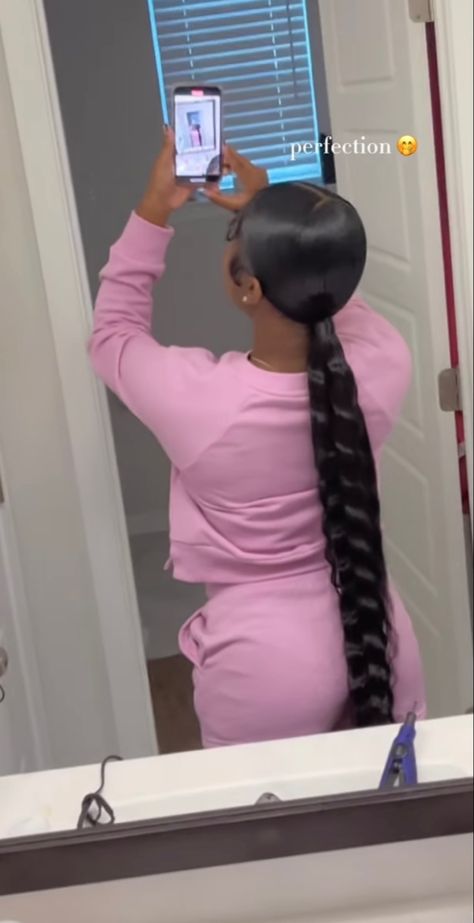 Mid Slick Ponytail, Ponytail With Weave, Long Hair Ponytail Styles, Cute Weave Hairstyles, Slick Ponytail, Weave Ponytail Hairstyles, Sleek Ponytail Hairstyles, Weave Ponytail, Big Box Braids Hairstyles