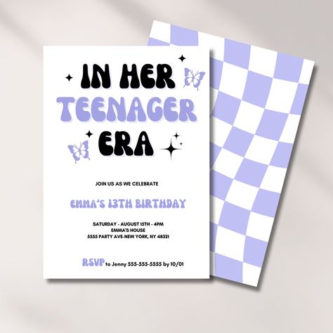 13 Birthday Invitation Ideas, Birthday Invitations Templates, Lunch Invitation, Sleepover Invitations, In My 30s, 13th Birthday Invitations, Mini Studio, My 30s, Teenager Birthday