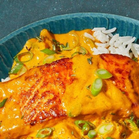 Coconut Curry Salmon Food And Wine, Coconut Curry Salmon, Curry Salmon, Recipes Fish, Coconut Curry Sauce, Asian Inspired Recipes, Curry Sauce, Dinner Plan, Coconut Recipes