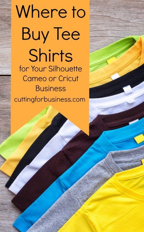 Where to buy tee shirts for your Silhouette Cameo or Cricut crafting or small business - by cuttingforbusiness.com Cricut Business, Vinyle Cricut, Silhouette Tutorials, Cricut Projects Beginner, Cricut Craft Room, Vinyl Shirts, Diy Cricut, Silhouette Cameo Projects, Cricut Tutorials