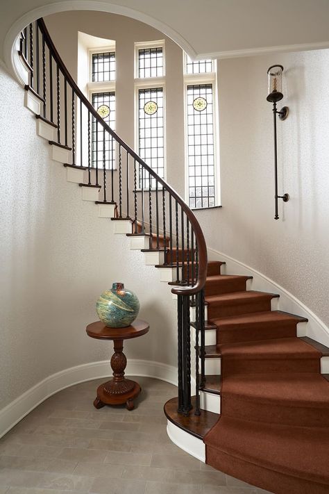 Staircase Trim, Staircase Window, Circular Staircase, Round Stairs, Staircase Design Modern, Traditional Staircase, House Staircase, Historic Renovation, Trim Design