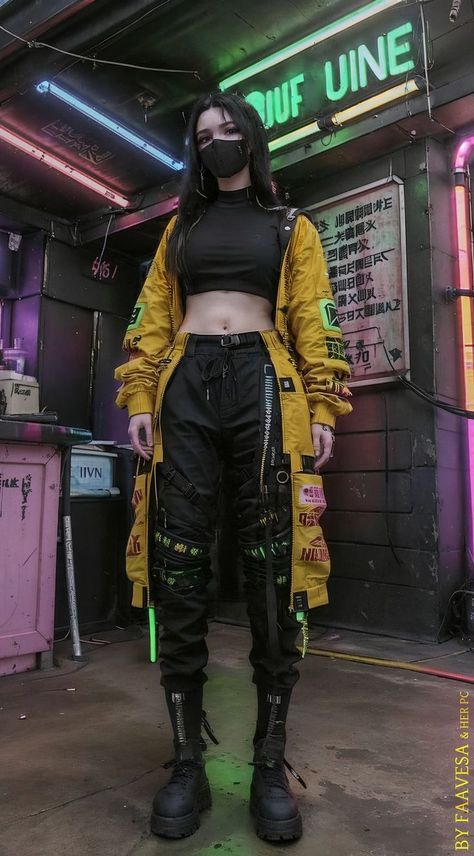 Cyberpunk Outfit, Estilo Cyberpunk, Futuristic Clothing, Techwear Jacket, Cyberpunk Female, Techwear Pants, Techwear Outfits, Techwear Fashion, Moda Cyberpunk