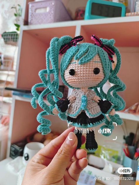 Miku Crochet Pattern, Hatsune Miku Crochet, Miku Crochet, Adventure Time Crochet, Crochet Handmade, Hatsune Miku, Adventure Time, Crochet Pattern, Amigurumi