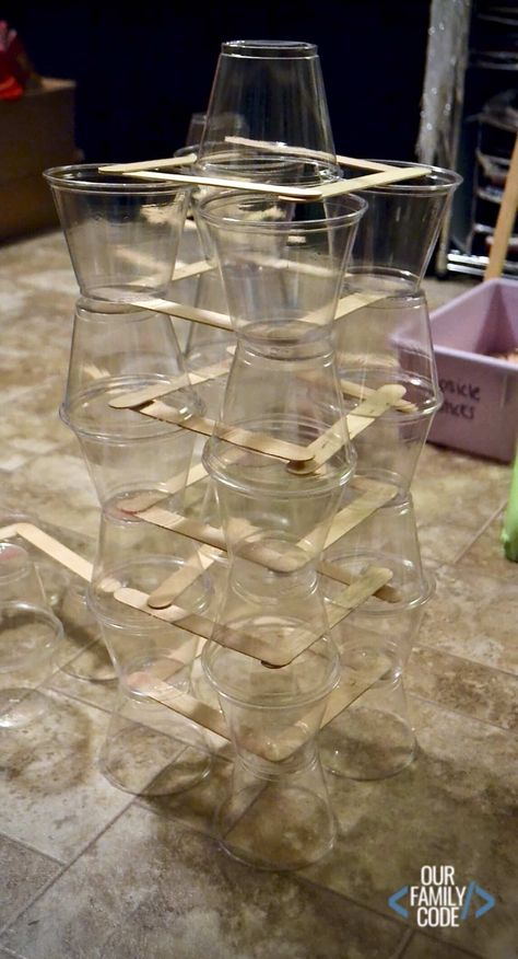 Can you complete the tallest tower STEM challenge using only two materials? #STEM #STEAM #EngineeringforKids #TallestTower #STEMChallenge #FreeSTEMChallengeCards Tower Stem Challenge, Steam Challenges, Stem Challenge, Stem Steam, Stem Challenges, Steam, Tower, Arts And Crafts, Range