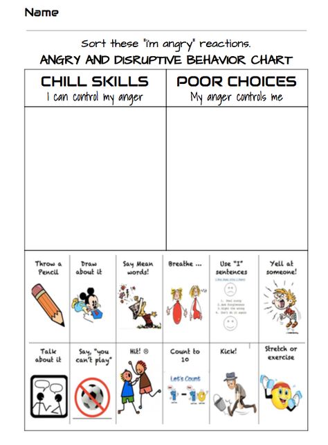 Angry and Disruptive behavior management chart. This is a great tool to help students reflect on their actions in angry situations. Disruptive Behavior Interventions, Aggressive Behavior Interventions, Behavioral Specialist, Behavior Management Chart, Behavioral Interventions, Anger Worksheets, Anger Management For Kids, Defiant Behavior, Therapeutic Interventions