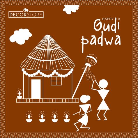 As we celebrate Gudi Padwa, we are reminded of the rich cultural heritage of Maharashtra. One of the most iconic aspects of Maharashtrian culture is the beautiful Warli paintings. These paintings are known for their intricate designs and vibrant colours, depicting scenes from everyday life, nature, and mythology. On this auspicious day, we celebrate the beginning of the Maharashtrian New Year and the arrival of spring. Culture Of Maharashtra, Maharashtrian Culture, Warli Paintings, Happy Gudi Padwa, Worli Painting, Warli Painting, Warli Art, Gudi Padwa, Watercolor Art Landscape