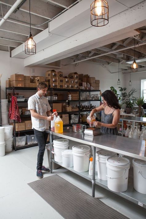 Apothecary Workspace, Skincare Factory, Candle Making Room, Candle Making Studio, Soap Studio, Candle Workshop, Warehouse Design, Herbivore Botanicals, Workshop Studio