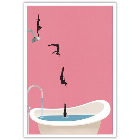 PRICES MAY VARY. 【Pink Bathroom Poster Size】12x16 inches Frameless, you can prepare a frame with a size of 12x16 inches, assemble and install yourself, enjoy the fun of DIY. 【Vintage Aesthetics Poster】Variety High Diving Poster Art Print on Canvas Wall Art Decor. 【Bathroom Wall Art Decor】Art Poster Is The Perfect Wall Decoration Painting To Decorate Your House, Living Room, Bedroom, Yoga Room, Gym, Apartment, Studio, Hotel, Restaurant, Office, Bathroom, Bar, ETC. 【Best Gift Choice】High-grade Can Bathroom Posters Vintage, Gym Apartment, Posters Bathroom, Retro Pink Bathroom, High Diving, Kids Bathroom Art, Bathroom Wall Decor Art, Girl Bathrooms, Pink Bathroom Decor