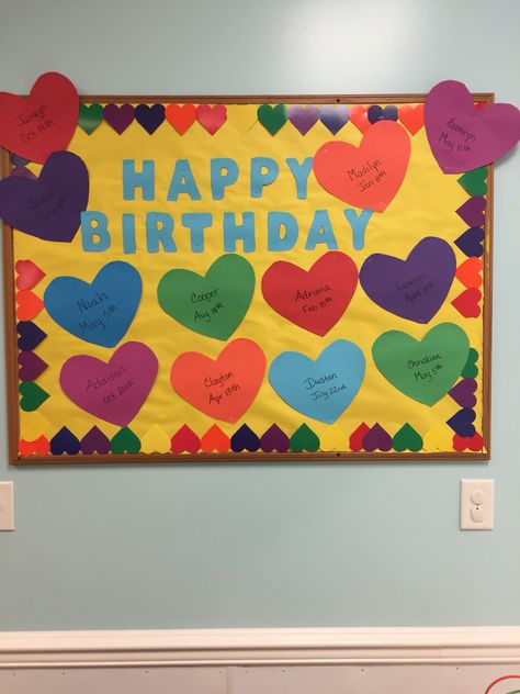 I made this in my classroom for my birthday chart Birthday Chart For Preschool, Valentines Classroom Door, Rainbow Theme Classroom, Happy Birthday Mommy, Preschool Birthday, Birthday Board Classroom, Birthday Bulletin, Birthday Bulletin Boards, Diy Classroom Decorations