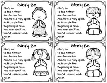 Glory Be Prayer Card by Bookmarks and More | Teachers Pay Teachers Easter Bible Crafts, Glory Be Prayer, Prayer Activities, Catholic Kids Crafts, Black And White Clip Art, Glory Be, Catholic Beliefs, Catholic Education, Church Nursery