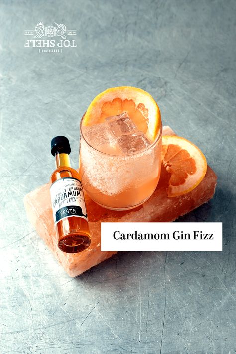 Cardamom Gin Fizz Cocktail made with Top Shelf Distillers spirits and bitters. Cardamom Bitters Cocktail, Cocktail With Bitters, Cardamom Cocktail, Bitter Cocktail, Grapefruit Drink, Gin Fizz Cocktail, Grapefruit Bitters, Fizz Cocktail, Bitters Recipe