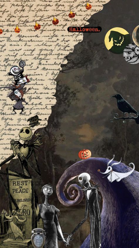 Nightmare Before Christmas Collage Wallpaper, Jack Skellington X Sally, Nightmare Before Christmas Aesthetic Wallpaper, Nightmare Before Christmas Collage, Nightmare Before Christmas Aesthetic, Halloween Pops, Dr Mundo, Cute Background Pictures, The Nightmare Before Christmas Decorations