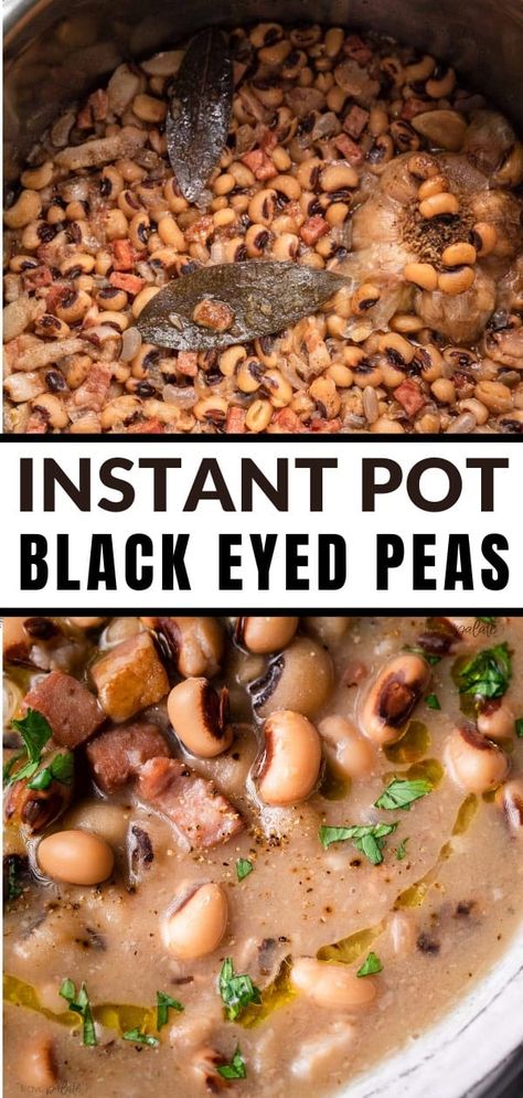 You'll love how flavorful and easy these Instant Pot black eyed peas are to make! They are loaded with smoky flavor thanks to the addition of ham and bacon. They are the perfect side dish for New Year's Day or anytime the craving for black eyed peas hits. Ready in about an hour! Frozen Black Eyed Peas Recipe, Cooking Black Eyed Peas, Black Eyed Pea Soup, Black Eyed Peas Recipe, Peas Recipe, Best Instant Pot Recipe, Pea Recipes, Side Dish Recipes Easy, Healthy Instant Pot Recipes