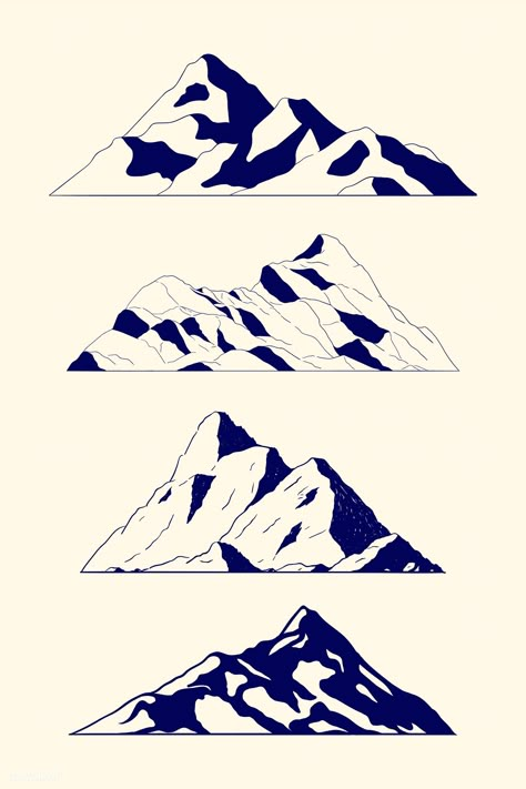 Mountain shapes for logo vector | premium image by rawpixel.com / Te Cool Nature, Geometric Mountain, Mountain Drawing, Mountain Illustration, Mountain Logos, Mountain Designs, Color Codes, Viking Tattoos, Nature Tattoos