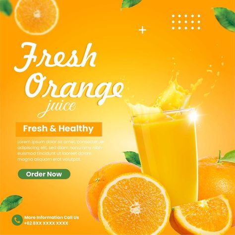 Fresh Orange Social Media Design Orange Social Media Design, Juice Social Media Design, Juice Poster, Fresh Orange Juice, Photoshop Tutorial Design, Fresh Orange, Lip Set, Uh Oh, Fresh Juice