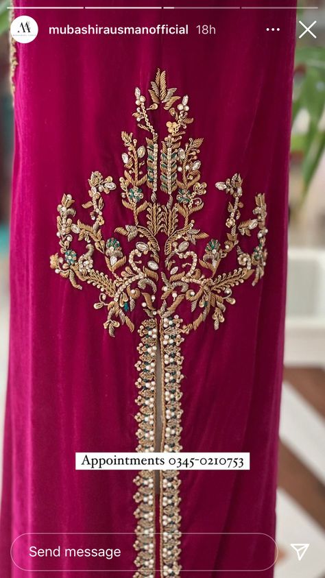 Hand Work Embroidery Suits, Hand Work Design, Embroidery Fashion Detail, Velvet Dress Designs, Hand Beaded Embroidery, Embroidery On Kurtis, Couture Embroidery, Bridal Dress Fashion, Hand Work Embroidery