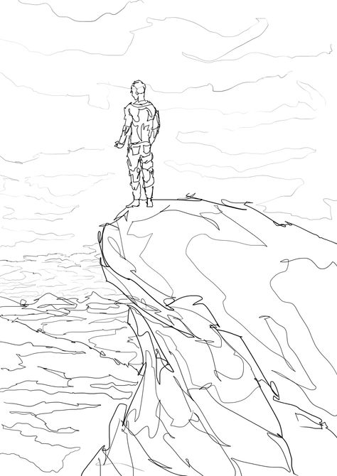 On the cliff Cliff Edge Drawing, Cliff Drawing Reference, Cliff Sketch, Cliff Tattoo, Cliff Drawing, Cliffs Tattoo, Edge Of Cliff, Cliff Edge, Rock Tattoo