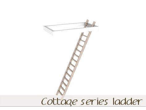 Angela's Cottage Series Ladder Sims 4 Cc Ladder, Sims 4 Ladder, Stairs Railing, Los Sims 4 Mods, Die Sims 4, Sims 5, Attic Stairs, Play Sims, Casas The Sims 4