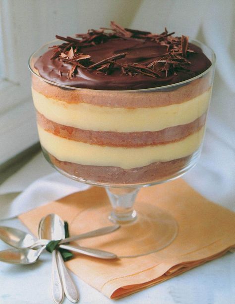 Boston Cream Trifle, Boston Cream Pie Trifle, Trifle Cake, Traveling By Car, Boston Cream Pie, Boston Cream, Custard Filling, Baking Business, Chocolate Butter