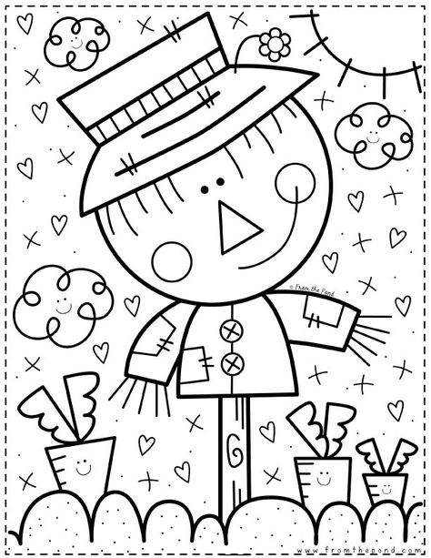 Coloring Club — From the Pond Fun Coloring Pages For Preschoolers, Scarecrow Coloring Pages, A Coloring Page, From The Pond, Fall Preschool, Fall Coloring Pages, Unicorn Coloring Pages, Halloween Coloring Pages, Art Drawings For Kids