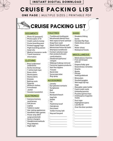 Alaskan Cruise, Packing List, Cruise Packing List, Honeymoon Cruise, Cruise Life, Cruise Planner, Family Cruise, Cruise Vacation, PDF File - Etsy 7 Day Caribbean Cruise Packing List, Cruise To Do List, Pack List For Cruise, What To Pack For A 12 Day Cruise, Vacation Packing List Cruise, 7 Day Alaska Cruise Packing List, New England Cruise Outfits, Cruise List Packing, Bahama Cruise Packing List