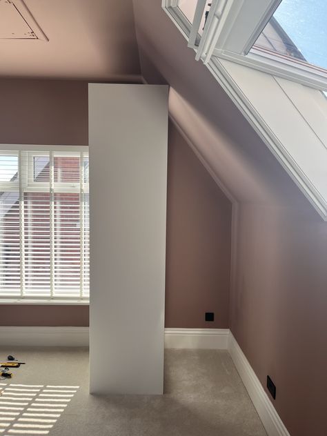 This PAX hack makes the perfect built-in for a pitched ceiling | Livingetc Built In Wardrobe Ideas Slanted Ceiling, Pax Slanted Ceiling, Closet In Eaves, Wardrobes In Loft Rooms, Pax Dressing Room Ideas, Loft Eaves Wardrobe, Built In Attic Closet, Ikea Wardrobe Sloped Ceiling, Wardrobe In Attic