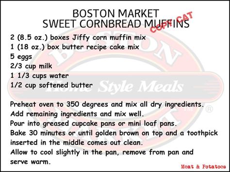 BOSTON MARKEY SWEET CORN MUFFINS Copycat Boston Market Cornbread, Boston Market Recipes, Boston Market Cornbread Recipe, Boston Market Cornbread, Bonefish Grill Bang Bang Shrimp, Sweet Corn Muffins, Sweet Cornbread Muffins, Cornbread Recipe Sweet, Cornbread Recipes