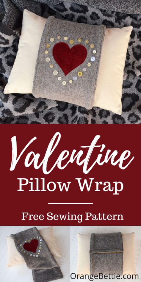 Button Heart Valentine Pillow Wrap – Sewing Tutorial - Orange Bettie Valentine Pillow, Button Heart, Seasonal Pillows, Upholstery Fabric Samples, Heart Pillows, Heart Applique, Valentines Pillows, Pillow Projects, Velvet Heart