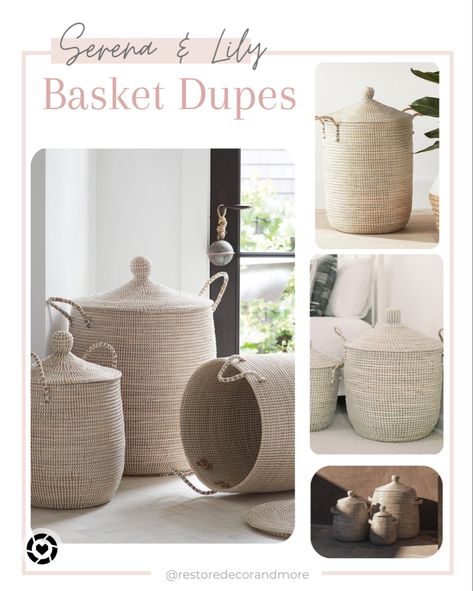 Lidded storage baskets for kids rooms, nursery, under console, etc. A great look for less of the Serena & Lily baskets! Serena & Lily large storage basket dupe are perfect for hiding things and looks great! #serenaandlily #serena&lily #basket #baskets #homedecor #worldmarket #lookforless #homedecor #dupe #dupes #basketwithlid #seagrass #seagrassbasket #liddedlaundryhamper #toystorage #storage #storagebasket #largebasket #liddedbasket #storagehamper #hamper Serena And Lily La Jolla Basket, Nursery Laundry Basket, La Jolla Basket, Large Basket With Lid, Sea Grass Basket, Baskets For Kids, Storage Basket With Lid, Tall Basket, Laundry Basket With Lid