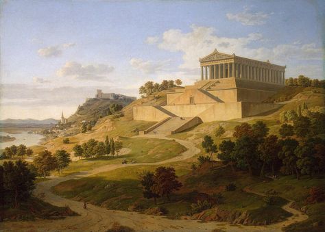 https://flic.kr/p/rronmZ | Klenze Leo von - View of the Valhalla near Regensburg | Artworks from State Hermitage Museum Neoclassical Architecture, Hermitage Museum, Caspar David Friedrich, Historical Painting, Historical Architecture, Unframed Art, Fantasy Landscape, Landscape Photos, Ancient Art