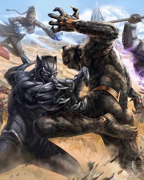 ArtStation - Black Panther, Jaynorn Lin Black Panther Vs Killmonger, Black Panther King, Film Marvel, Panther Art, Black Panther Art, Black Comics, Marvel Artwork, Marvel Vs Dc, Marvel Comic Universe