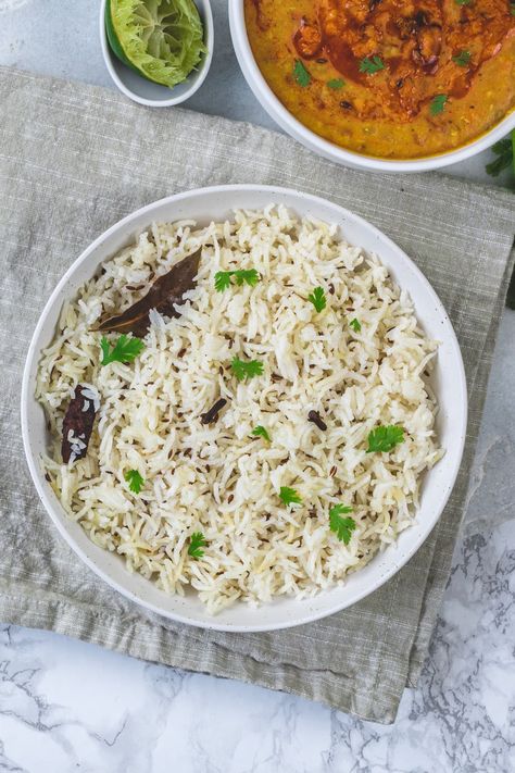 Jeera rice recipe is PERFECT, Non-sticky, fluffy and flavored with cumin. This restaurant style cumin rice or pulao is made on stovetop or instant pot. Jira Rice, Jeera Rice Recipe, Food Varieties, Cumin Rice, Rice Pulao, How To Reheat Rice, Bharta Recipe, Indian Lunch, Restaurant Style Recipes