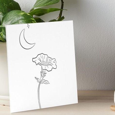 Flower Line Art, Black And White Line Art, White Line Art, Line Art Drawing, Black And White Lines, White Line, Moon Flower, Velcro Dots, Morning Glory