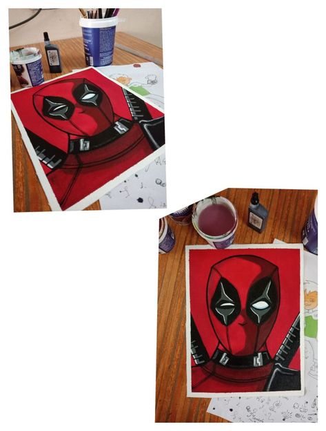 Deadpool Painting, Paint Cartoon, Deadpool Marvel, Acrylic Paint, Deadpool, Acrylic Painting, Canvas Painting, Marvel, Paint