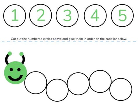 Caterpillar Math Free Printable Preschool Worksheets (Numbers 1 – 5) Caterpillar Number Matching, Counting Caterpillar Free Printable, Preschool Worksheets Numbers, Number 5 Art, Caterpillar Template, Number 1 Art, Caterpillar Math, Caterpillar Counting, Counting Caterpillar