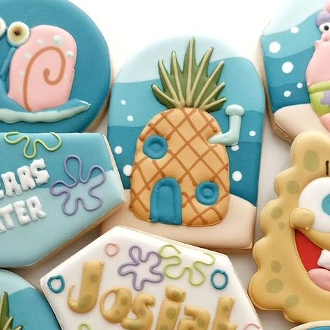 BasicWhiteBatchCookieCo on Instagram: "5 years later.... . Happy birthday Josiah!  . . . #spongebobcookies #spongebob #bikinibottom #wholivesinapineappleunderthesea #5yearslater #birthdaycookies #patrickstarfish" Patrick Starfish, 25th Bday, Spongebob Party, Spongebob Birthday, Sponge Bob, August 11, Birthday Cookies, Cookie Jars, Cookie Jar